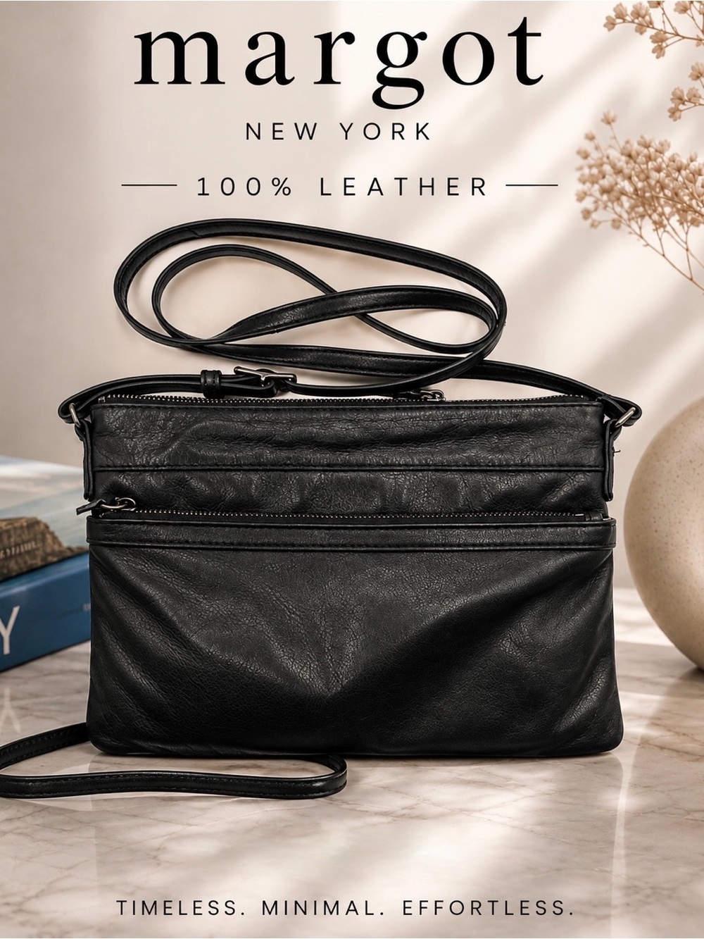 MARGOT Black Leather Crossbody